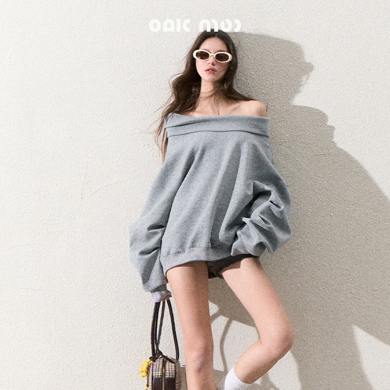 Oversized Two-Way Off-Shoulder Hoodie