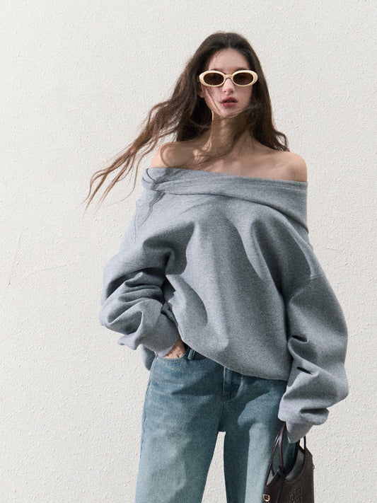 Oversized Two-Way Off-Shoulder Hoodie