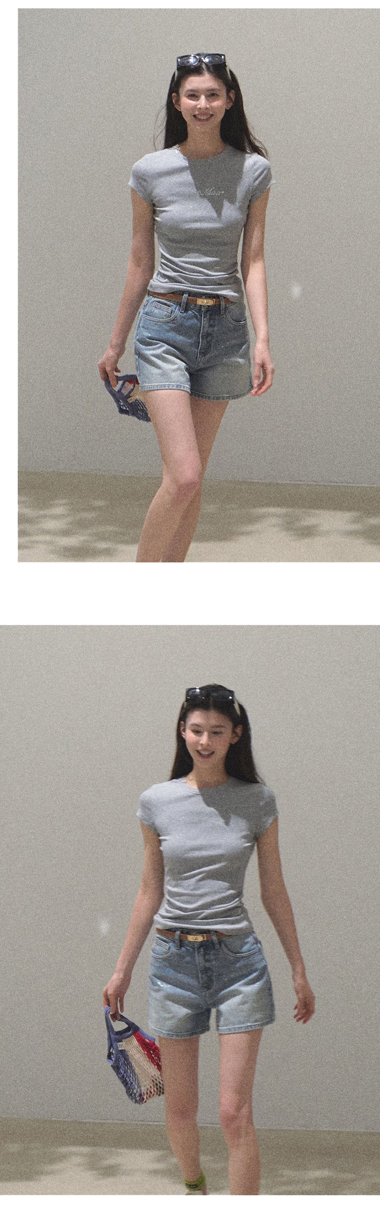 High Waist Splashed Wash Denim Shorts