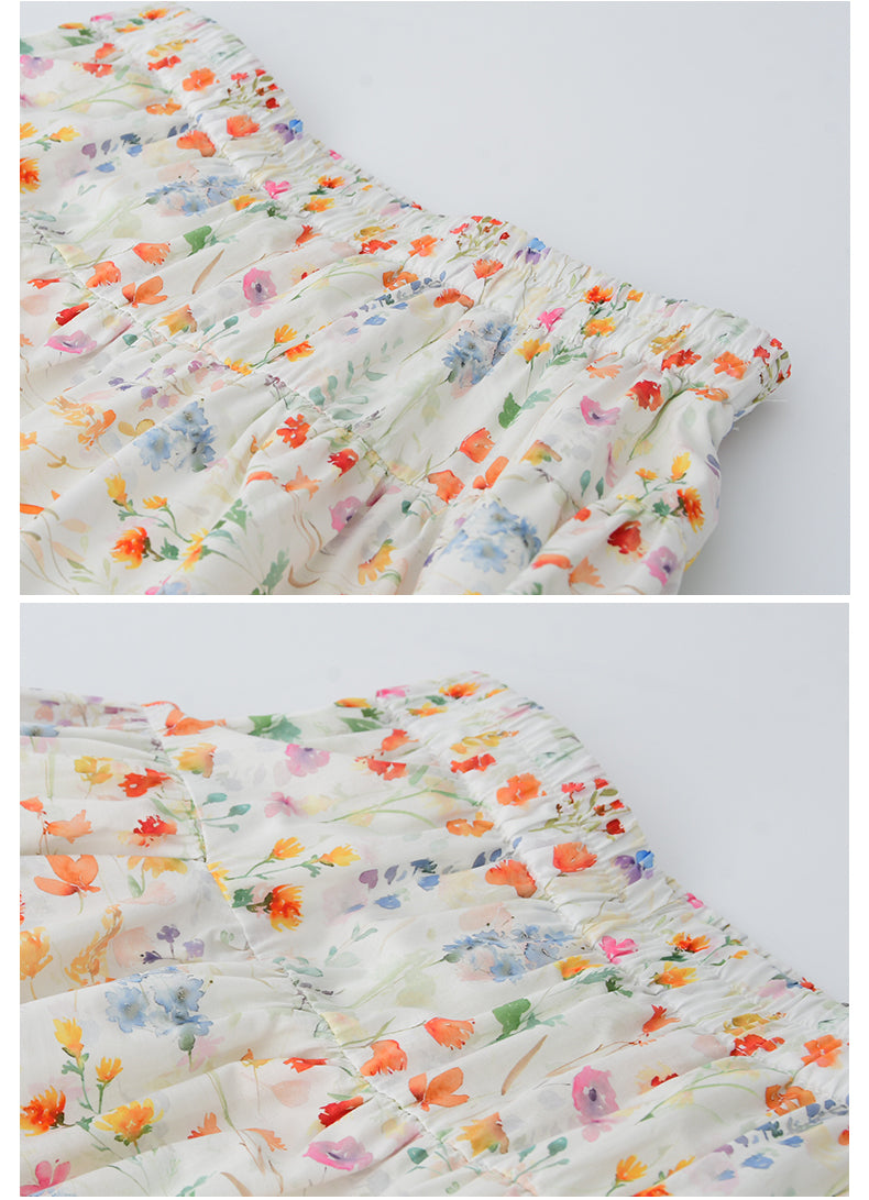 Cotton Floral Tiered Maxi Skirt