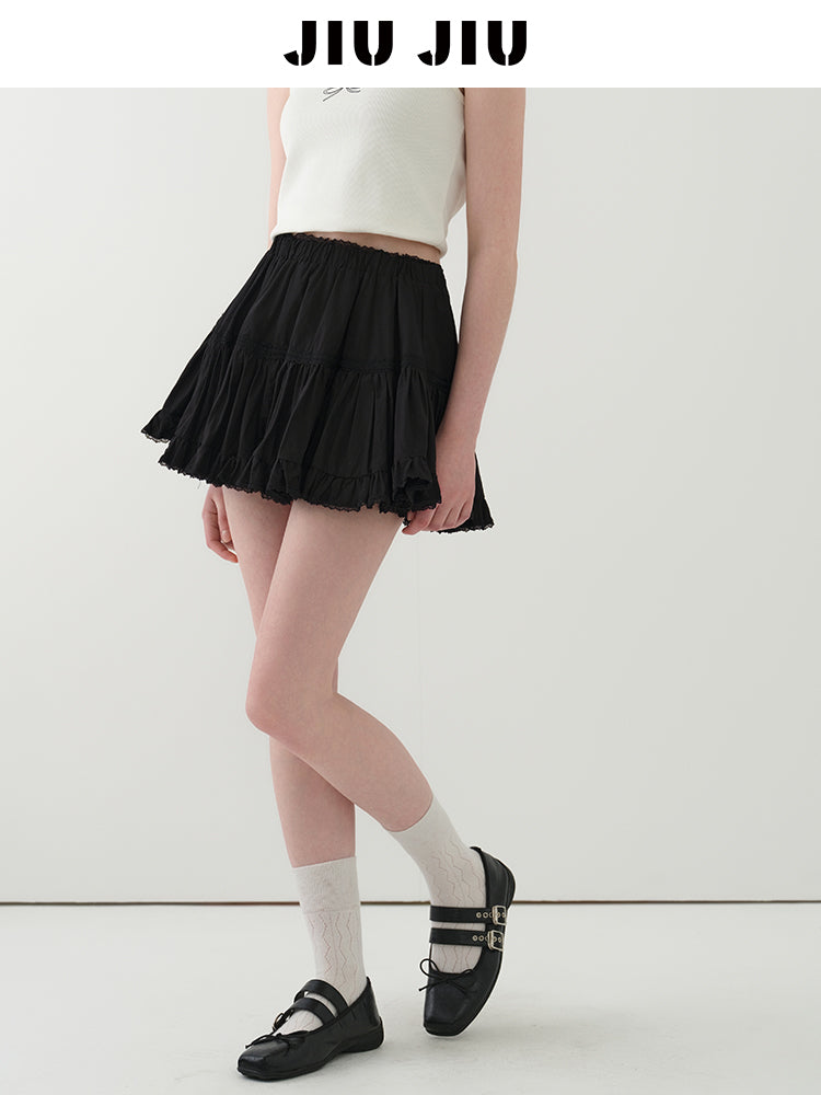 Gathered Ballet-Style Micro Mini Skirt