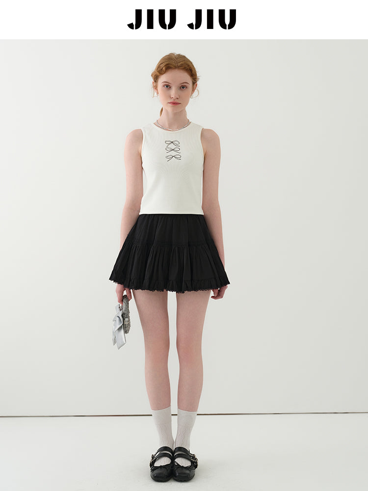 Gathered Ballet-Style Micro Mini Skirt