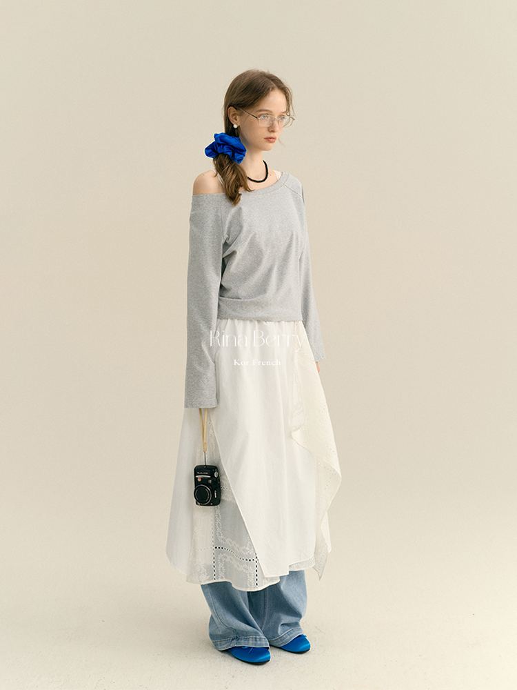 Asymmetrical Cotton Skirt With Layered Design