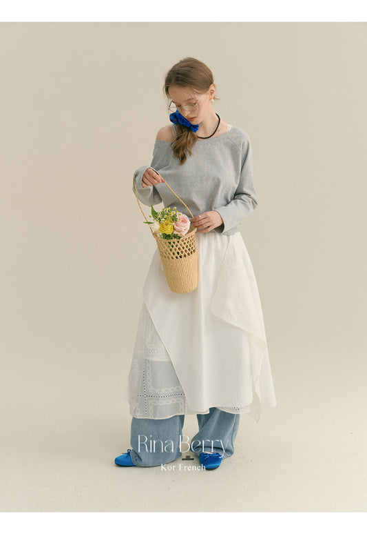 Asymmetrical Cotton Skirt With Layered Design