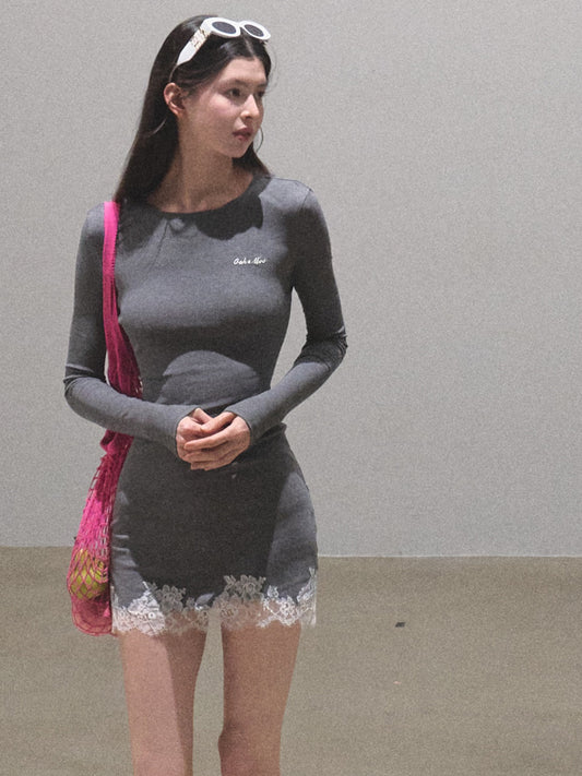 Lace Hem Bodycon Mini Dress