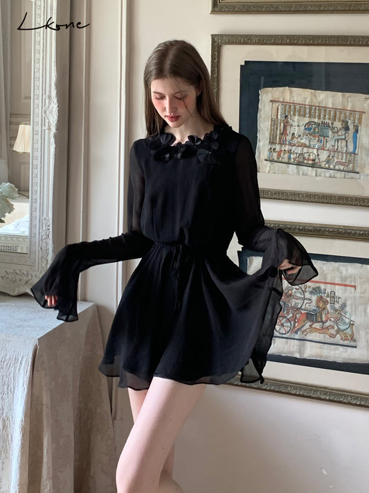 Floral Embellished Chiffon Backless Dress