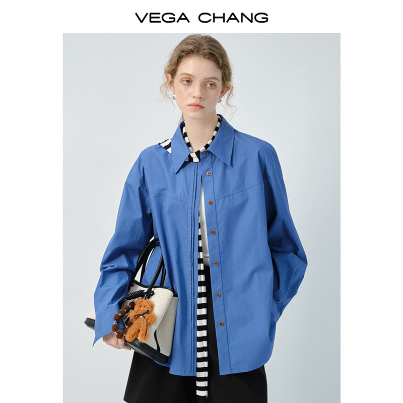 Pleated Placket Button-Up Shirt