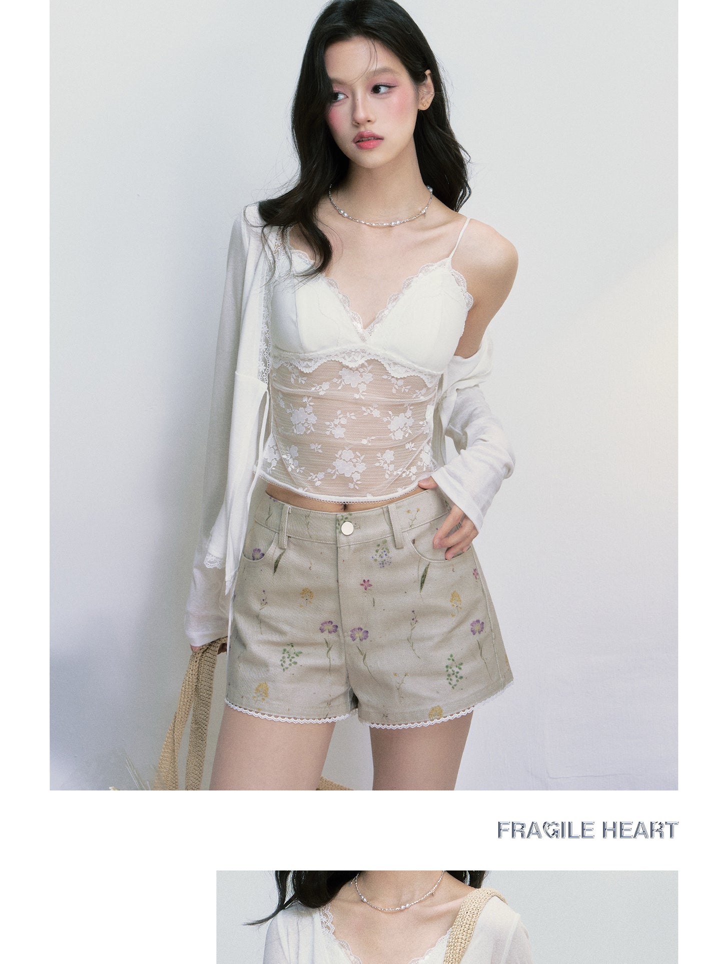 Sheer Lace Bra Top & Sun-Protection Cardigan