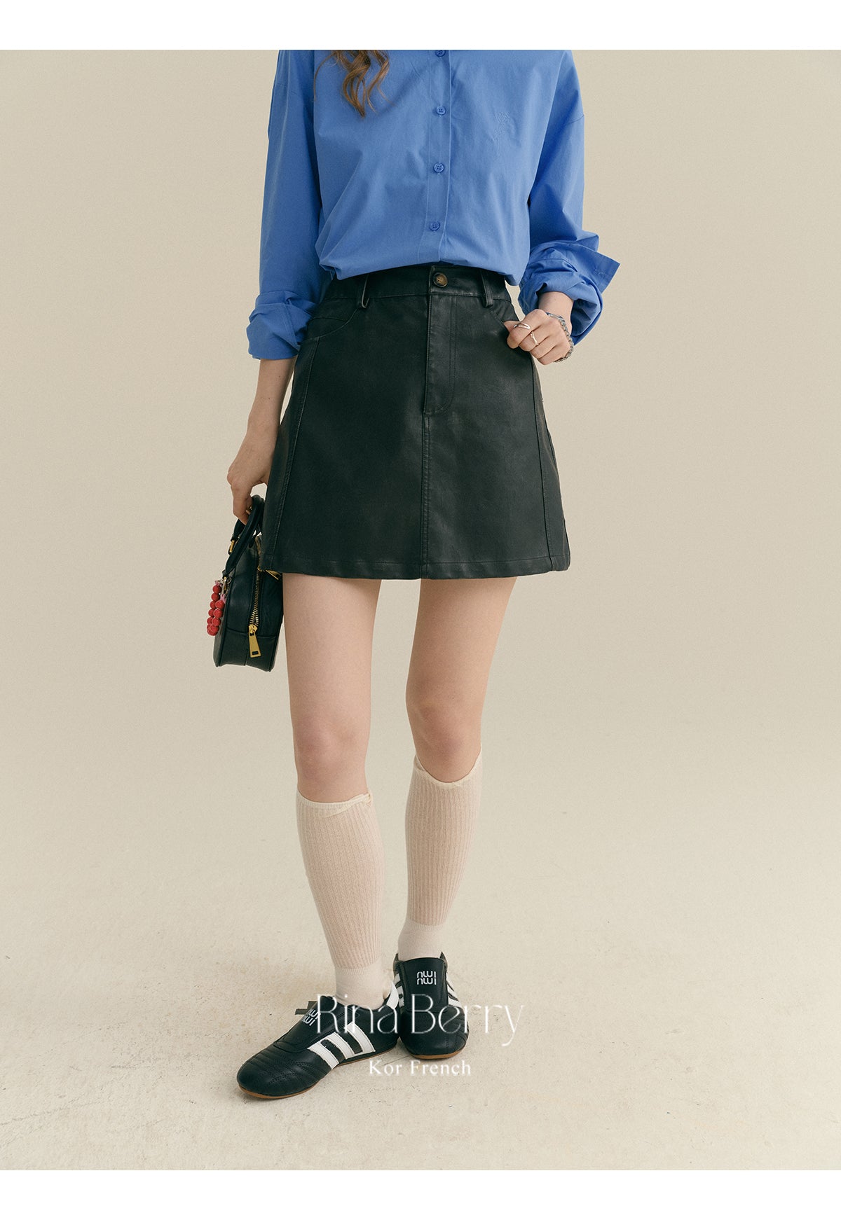 Glossy A-Line Mini Skirt