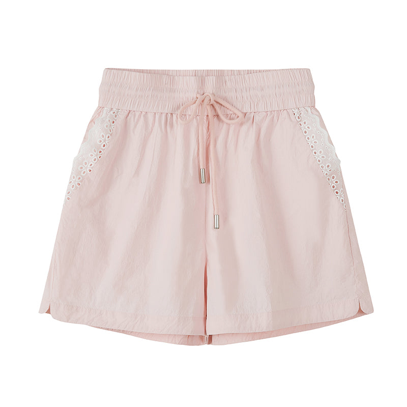 Lace-Trimmed Nylon Jacket And Shorts