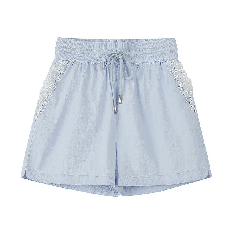 Lace-Trimmed Nylon Jacket And Shorts