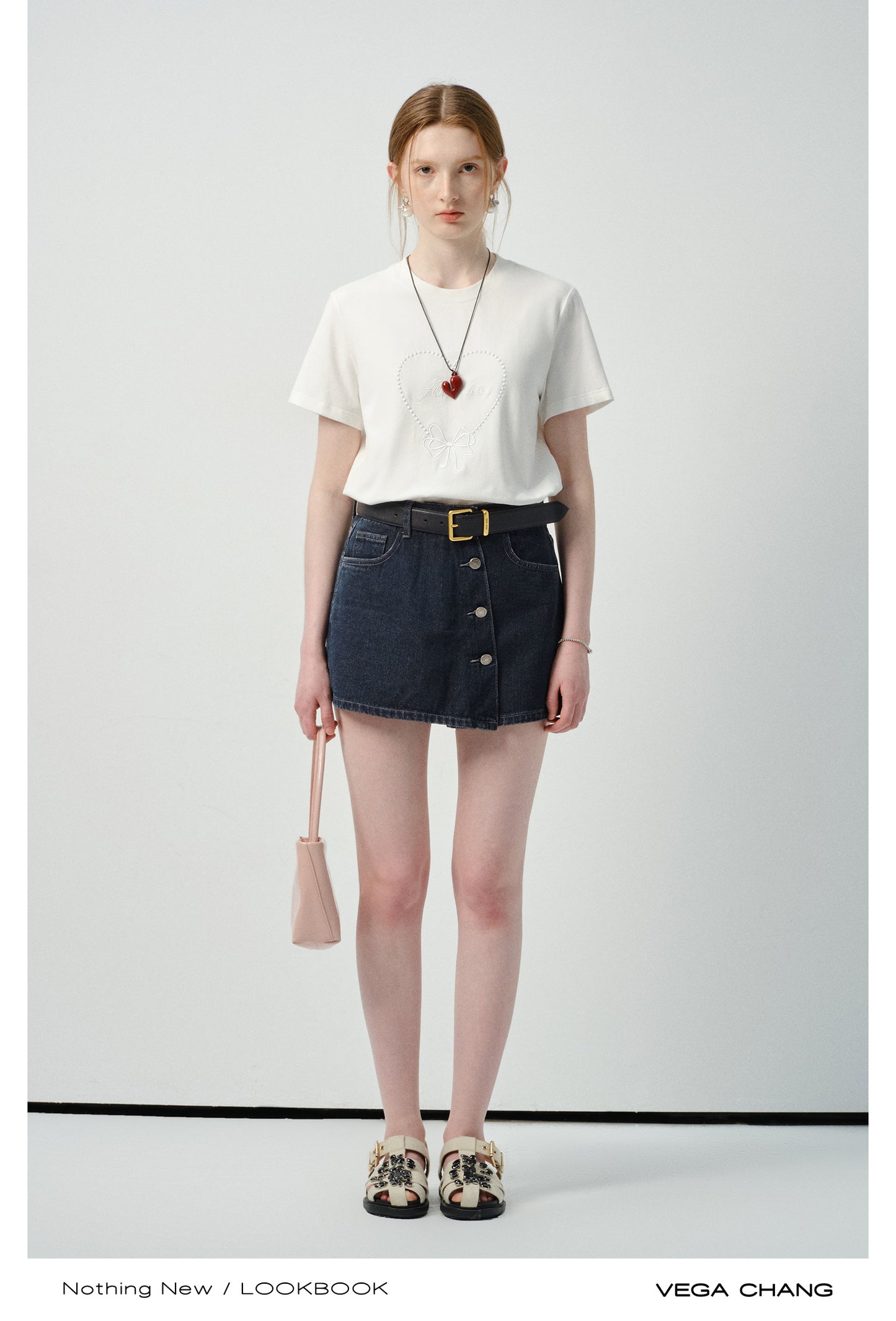Asymmetric Button-Front Denim Skirt Pants