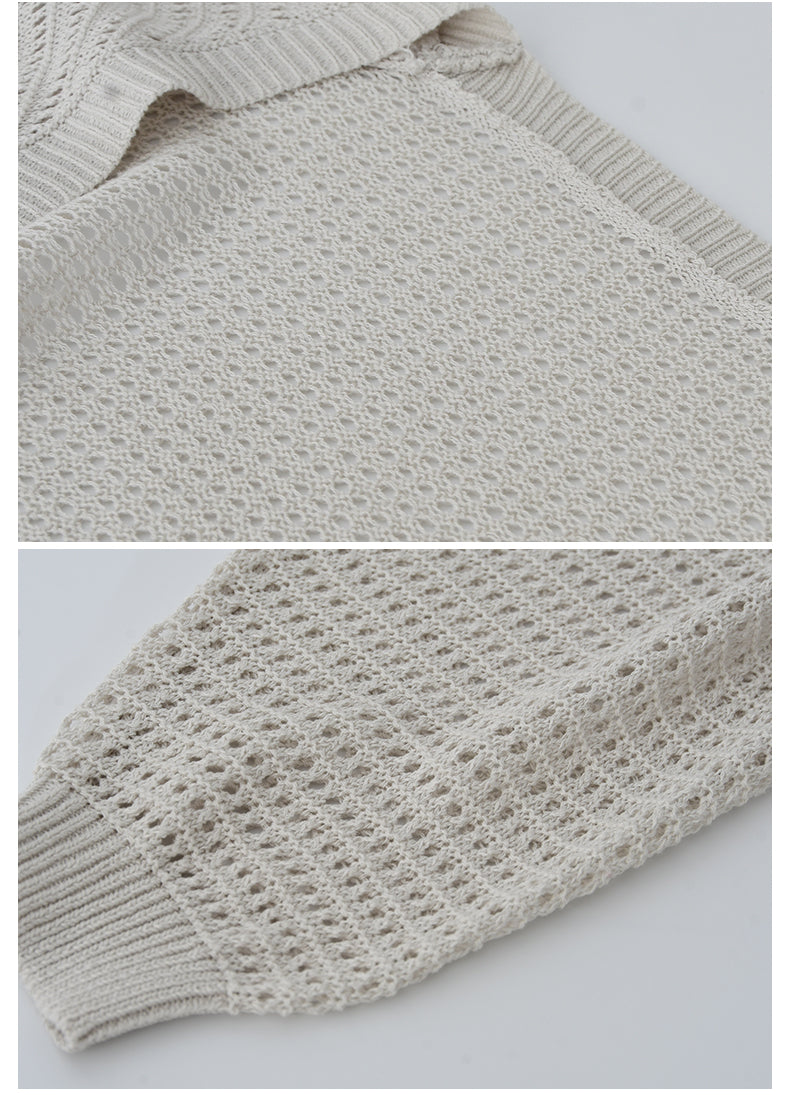 Dolman Sleeve Open-Front Mesh Knit Cardigan
