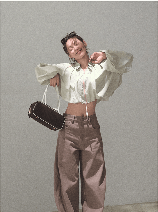 Drawstring Cropped Bubble Jacket