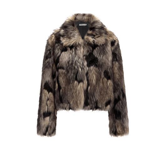 Spotted Pattern Short Faux Fur Coat