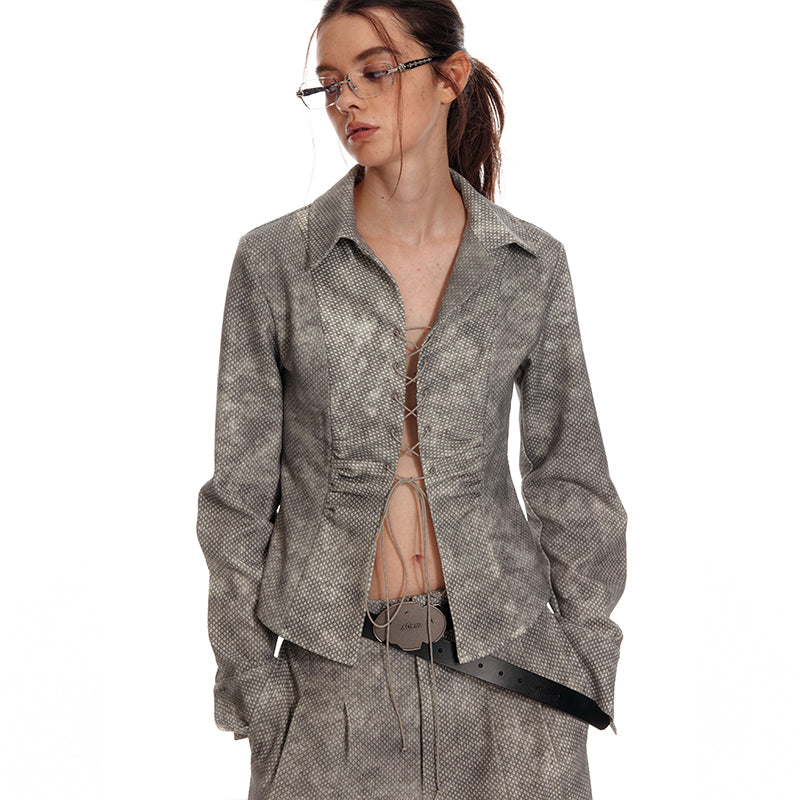 Vintage-Inspired Tie Front Shirt / Wide-Leg Pants