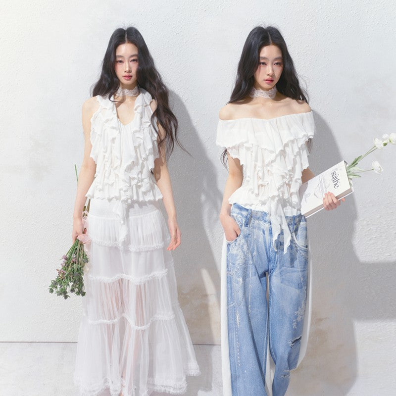 Ruffled Layer Two-Way Halter Top