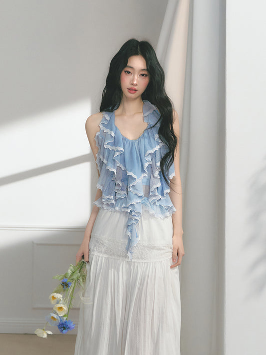 Ruffled Layer Two-Way Halter Top