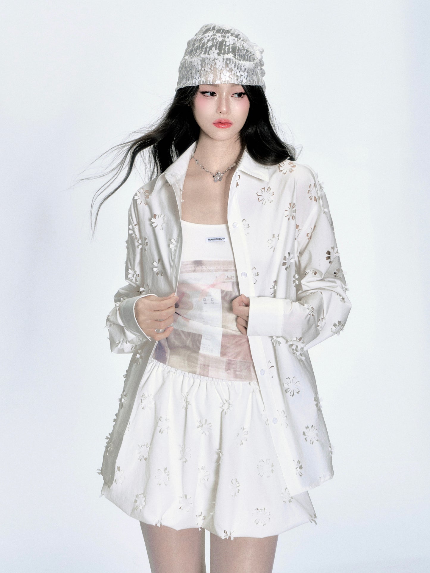 Floral Cut-Out Shirt