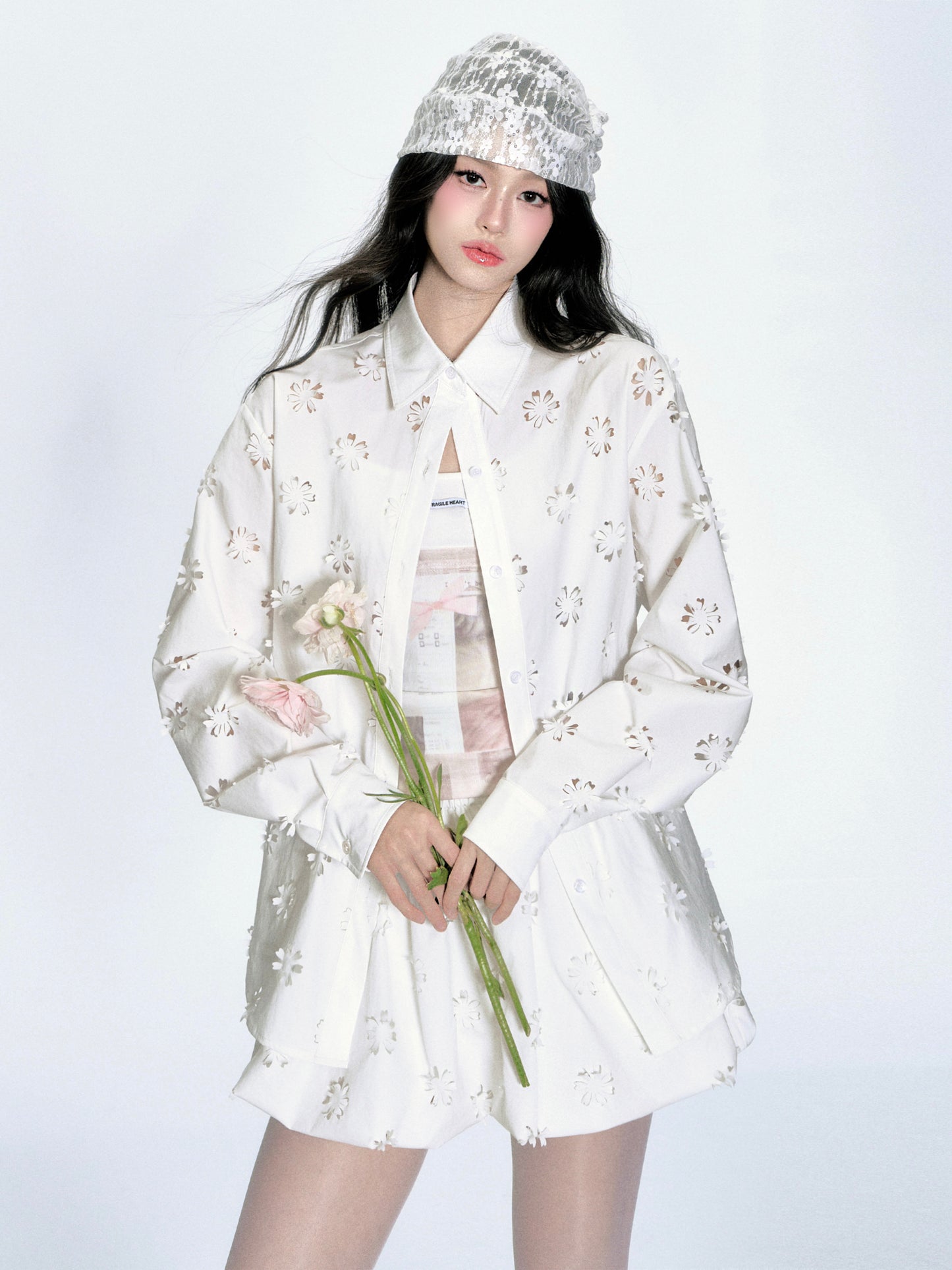 Floral Cut-Out Shirt
