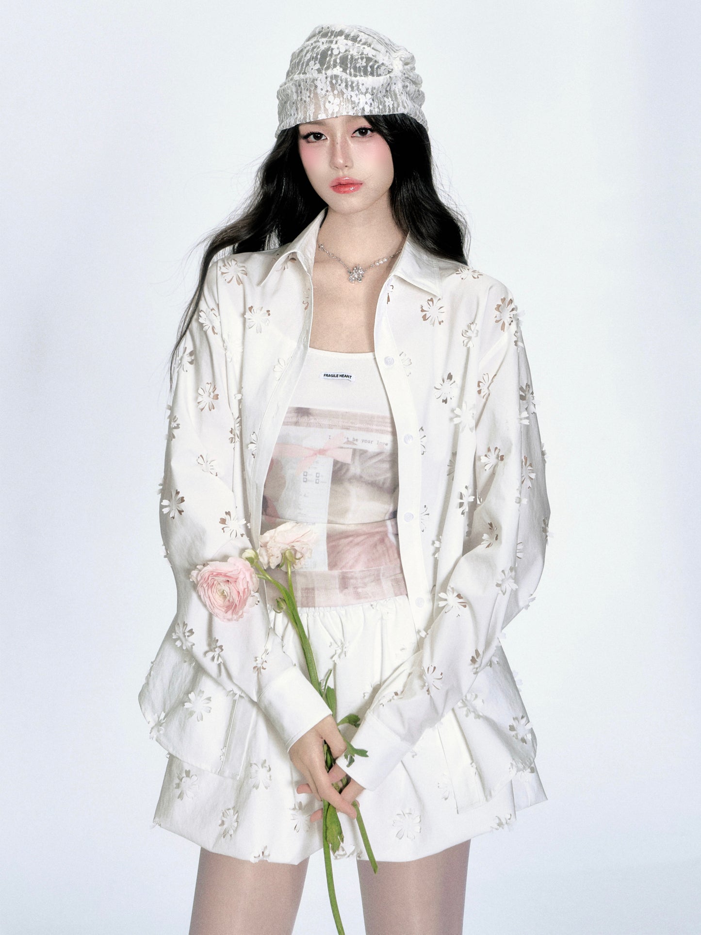 Floral Cut-Out Shirt