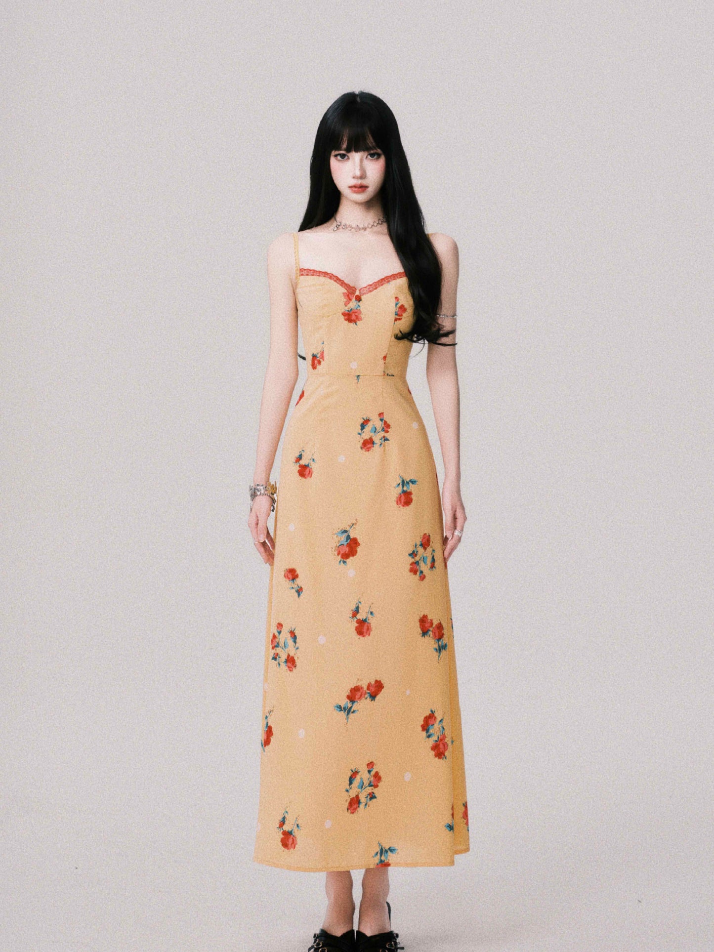 Adjustable Strap Floral Slip Dress