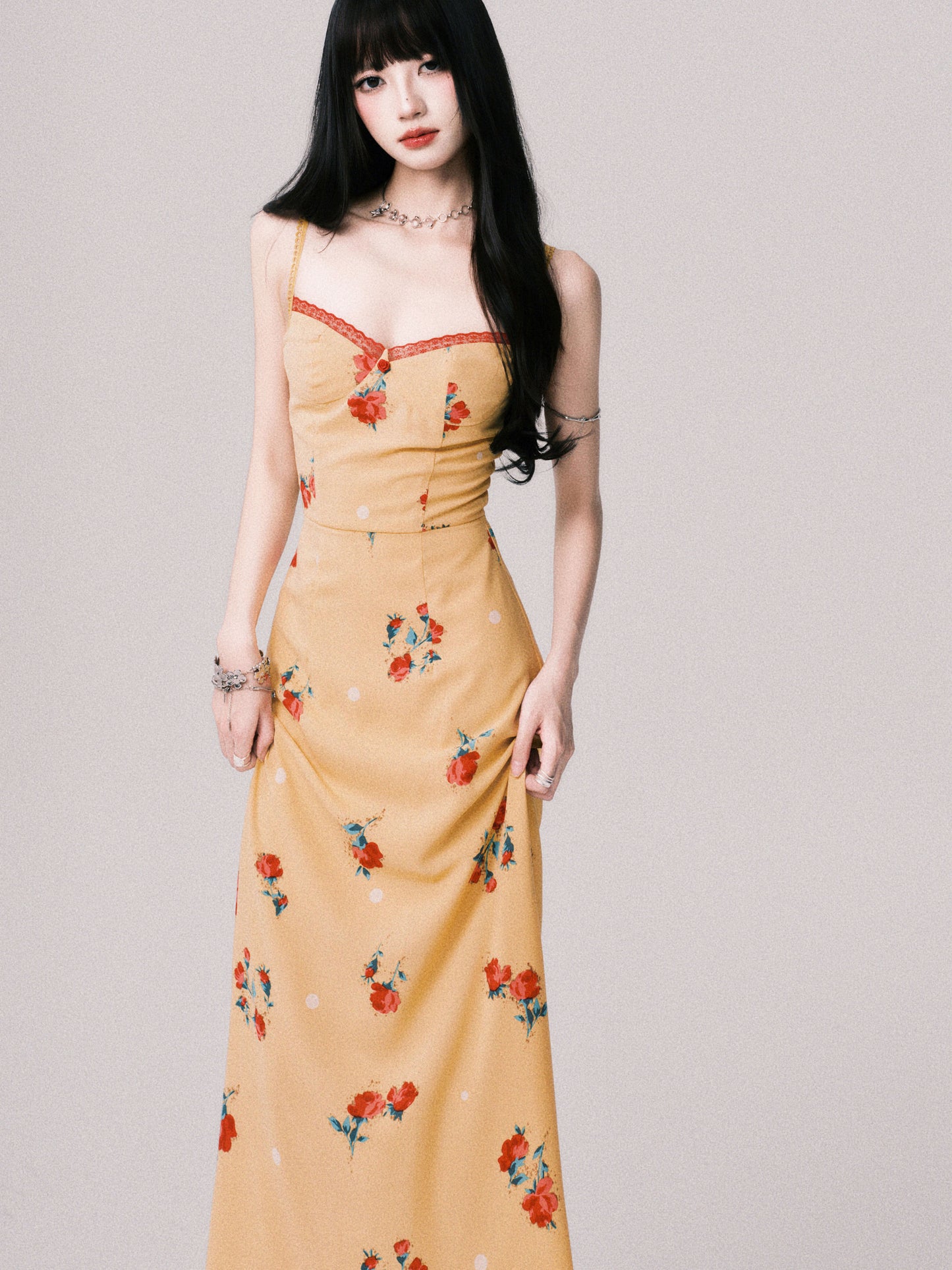 Adjustable Strap Floral Slip Dress