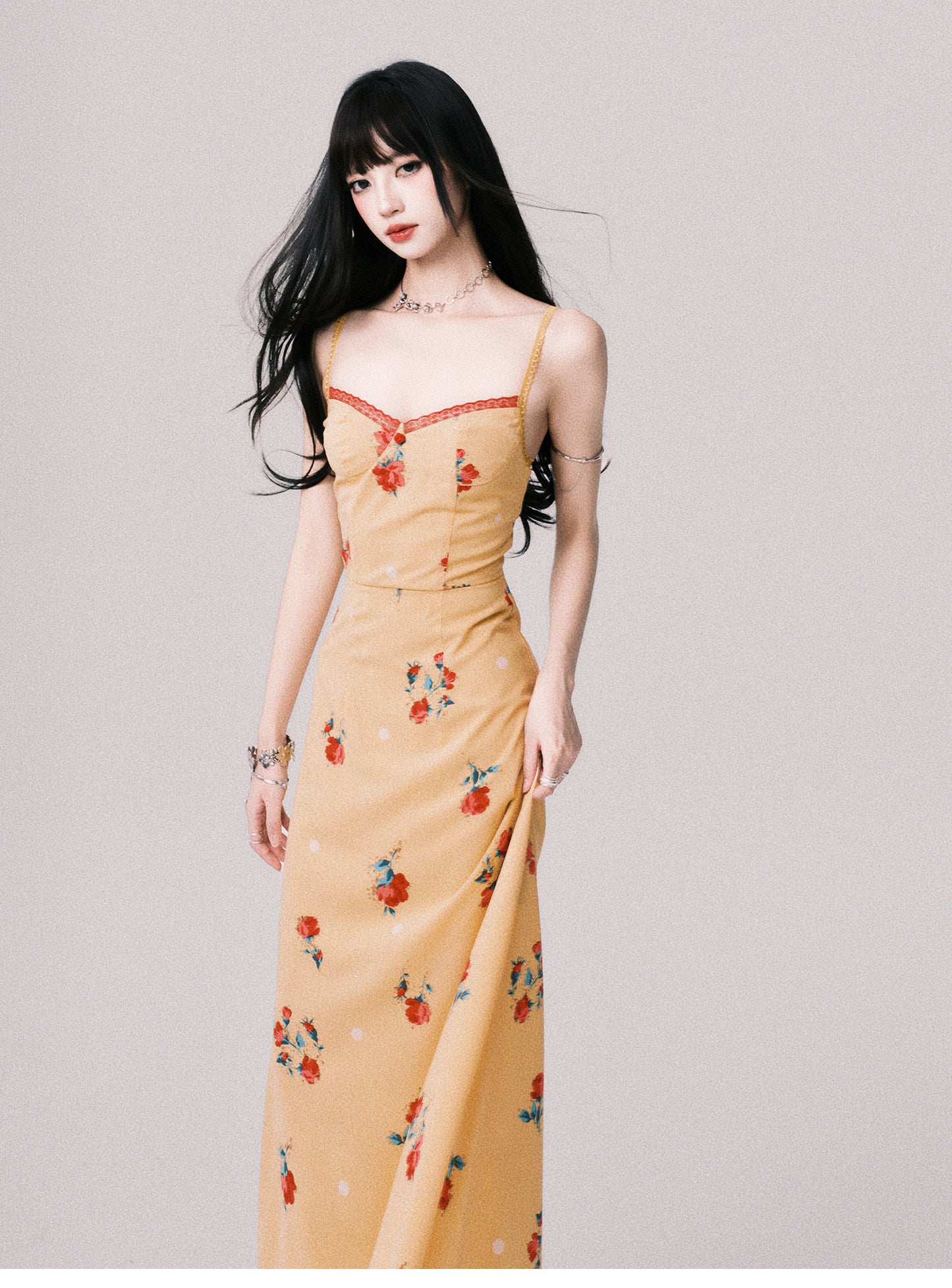 Adjustable Strap Floral Slip Dress