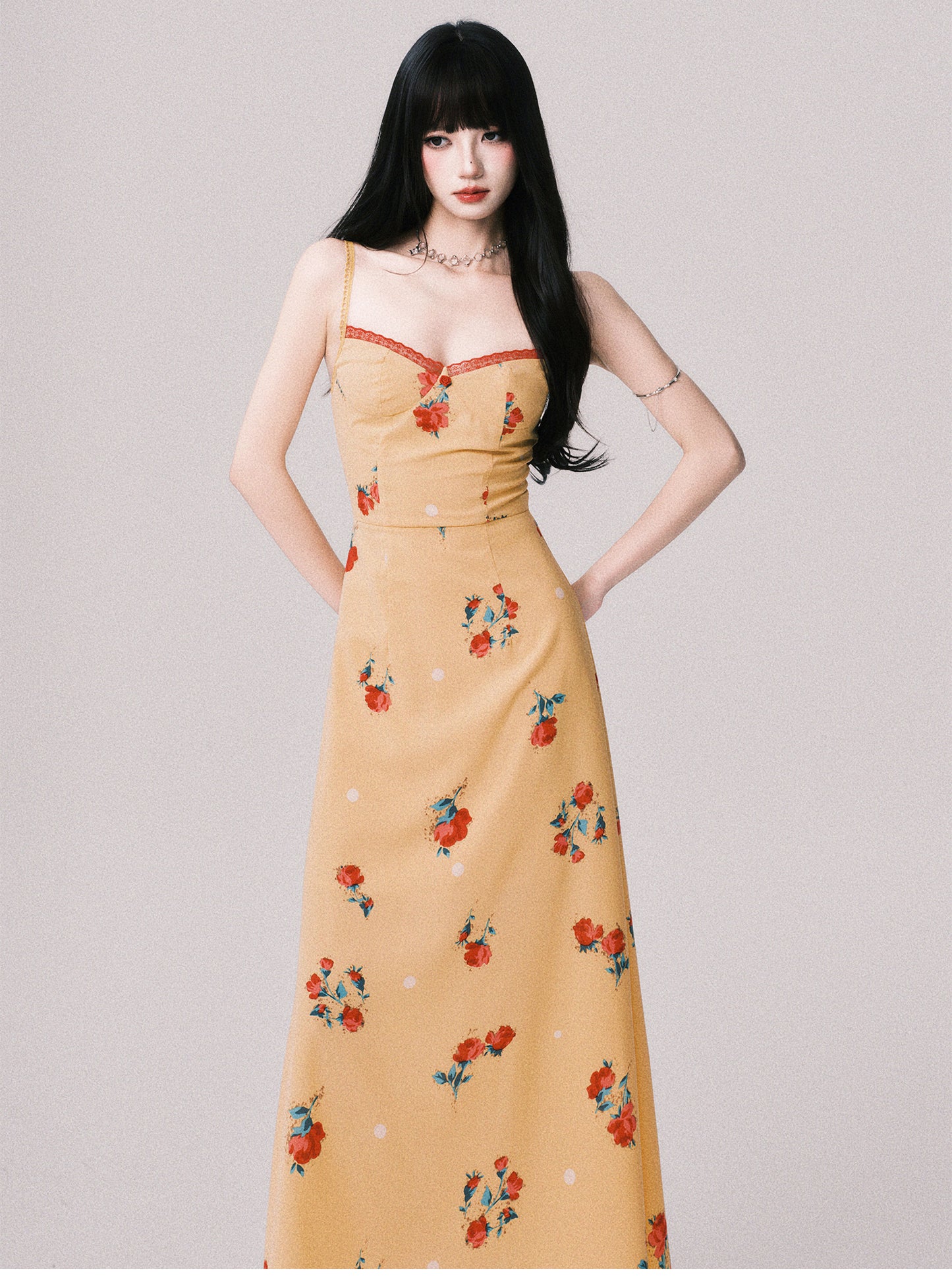 Adjustable Strap Floral Slip Dress