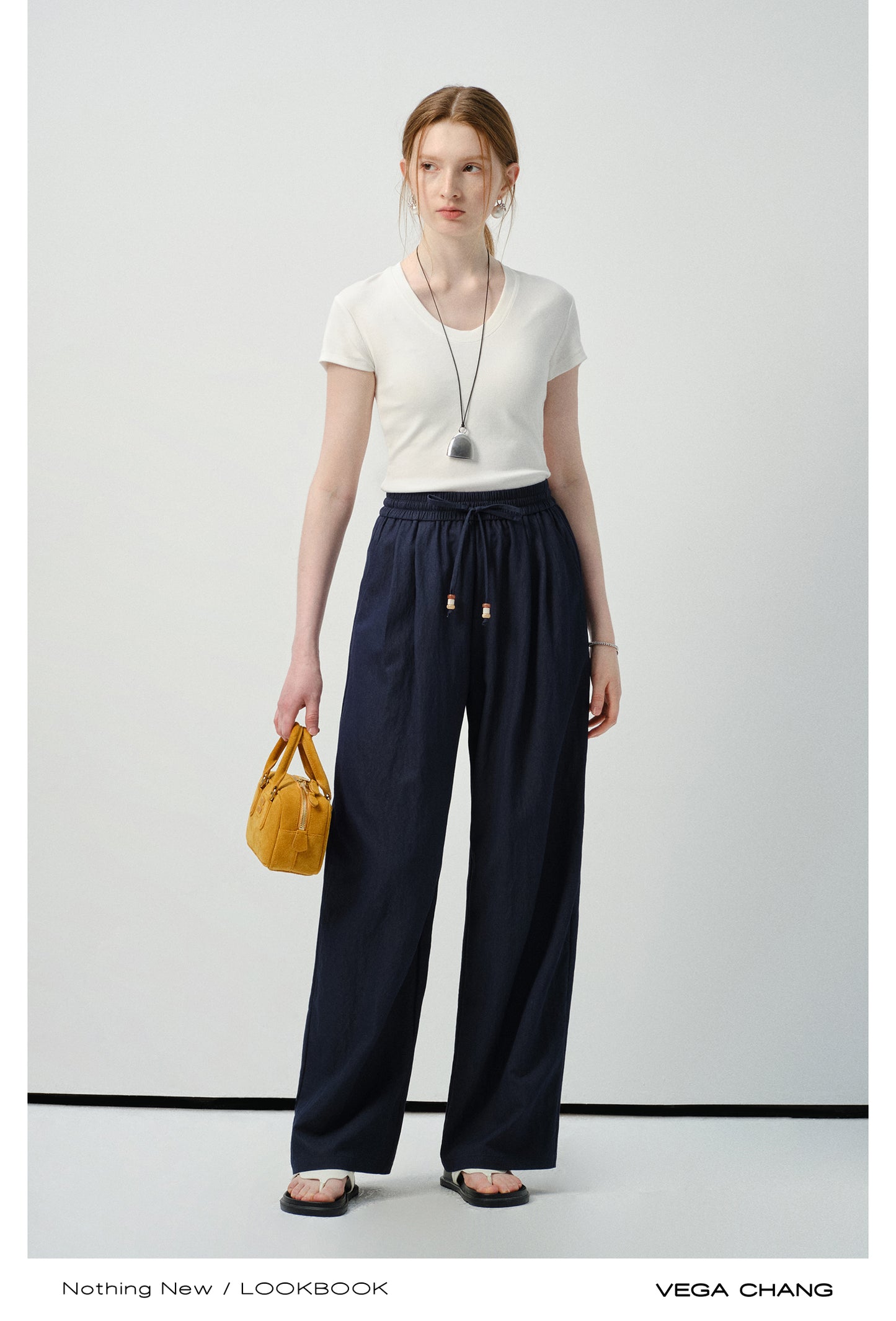 Casual Straight Pants With Beaded Drawstring