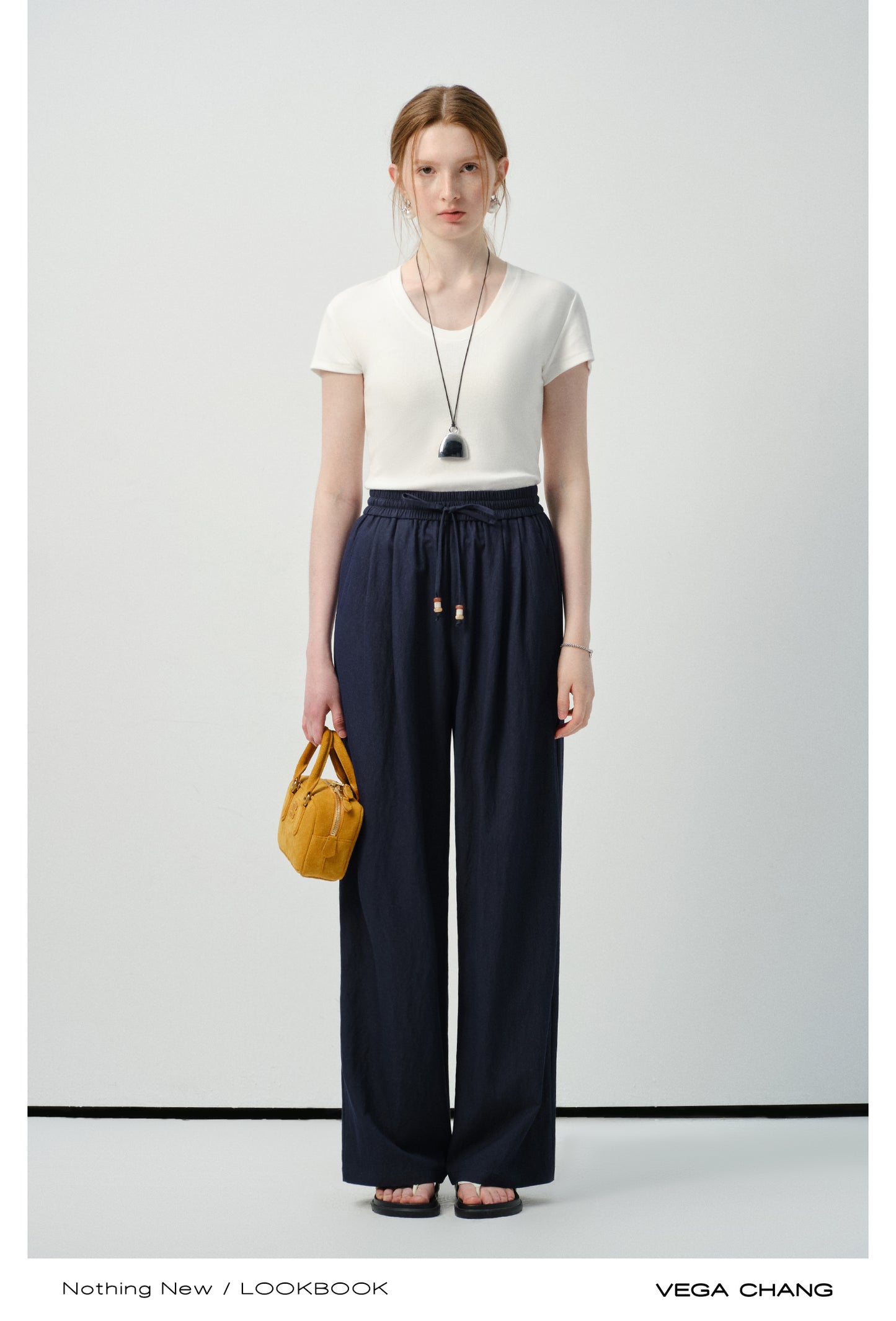 Casual Straight Pants With Beaded Drawstring