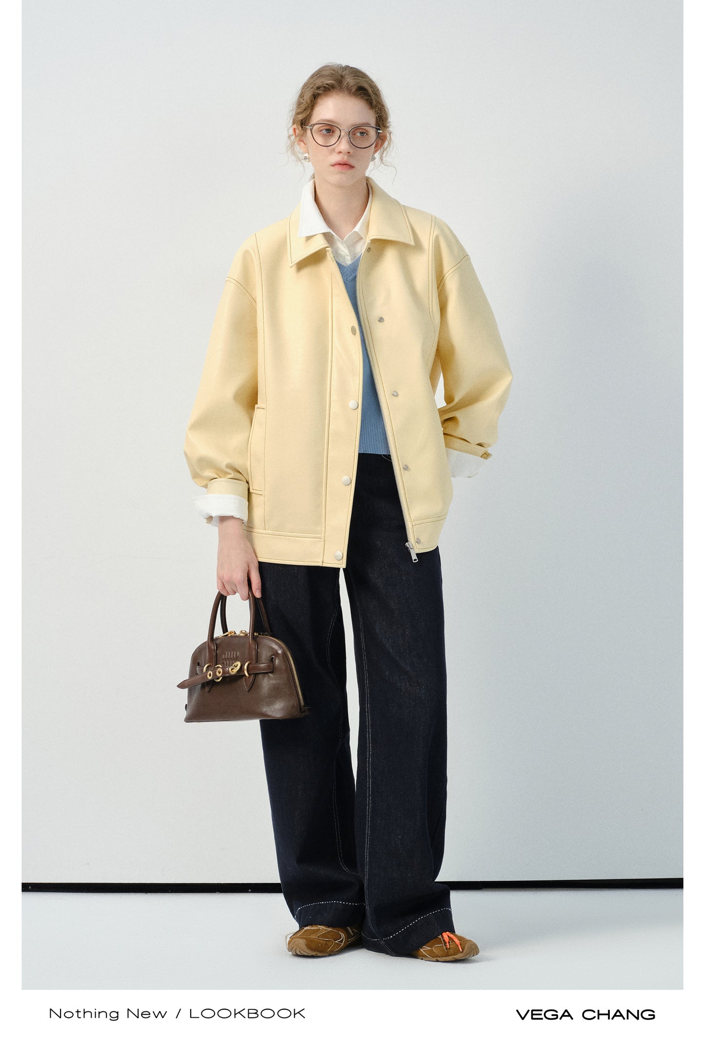 Relaxed Fit Pastel Faux Leather Jacket