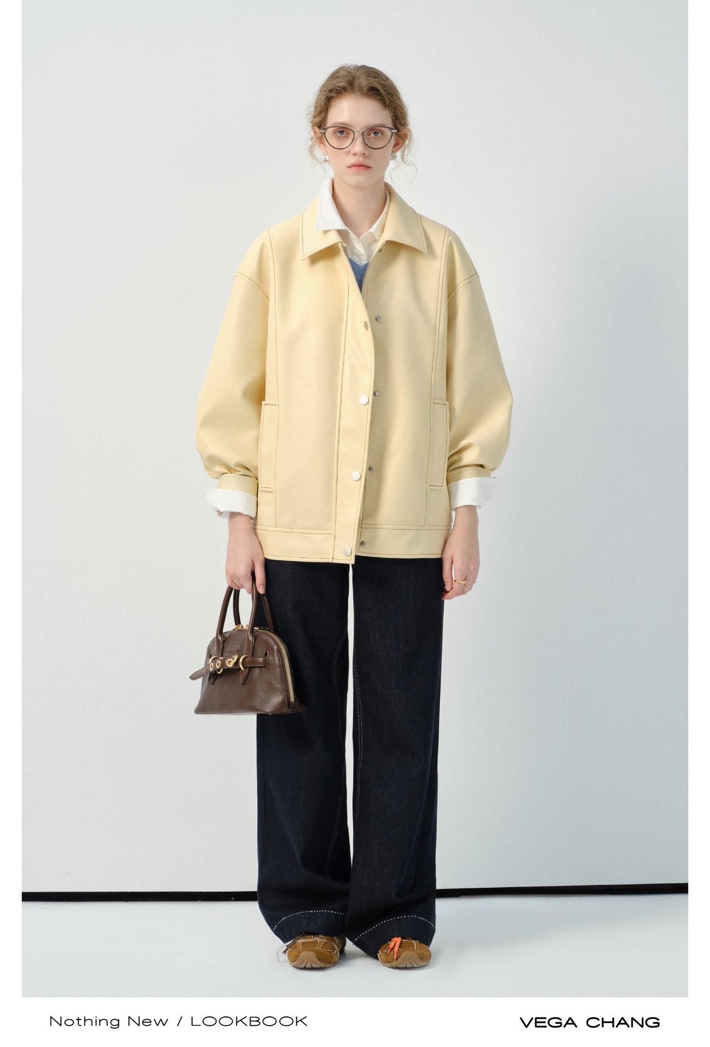 Relaxed Fit Pastel Faux Leather Jacket