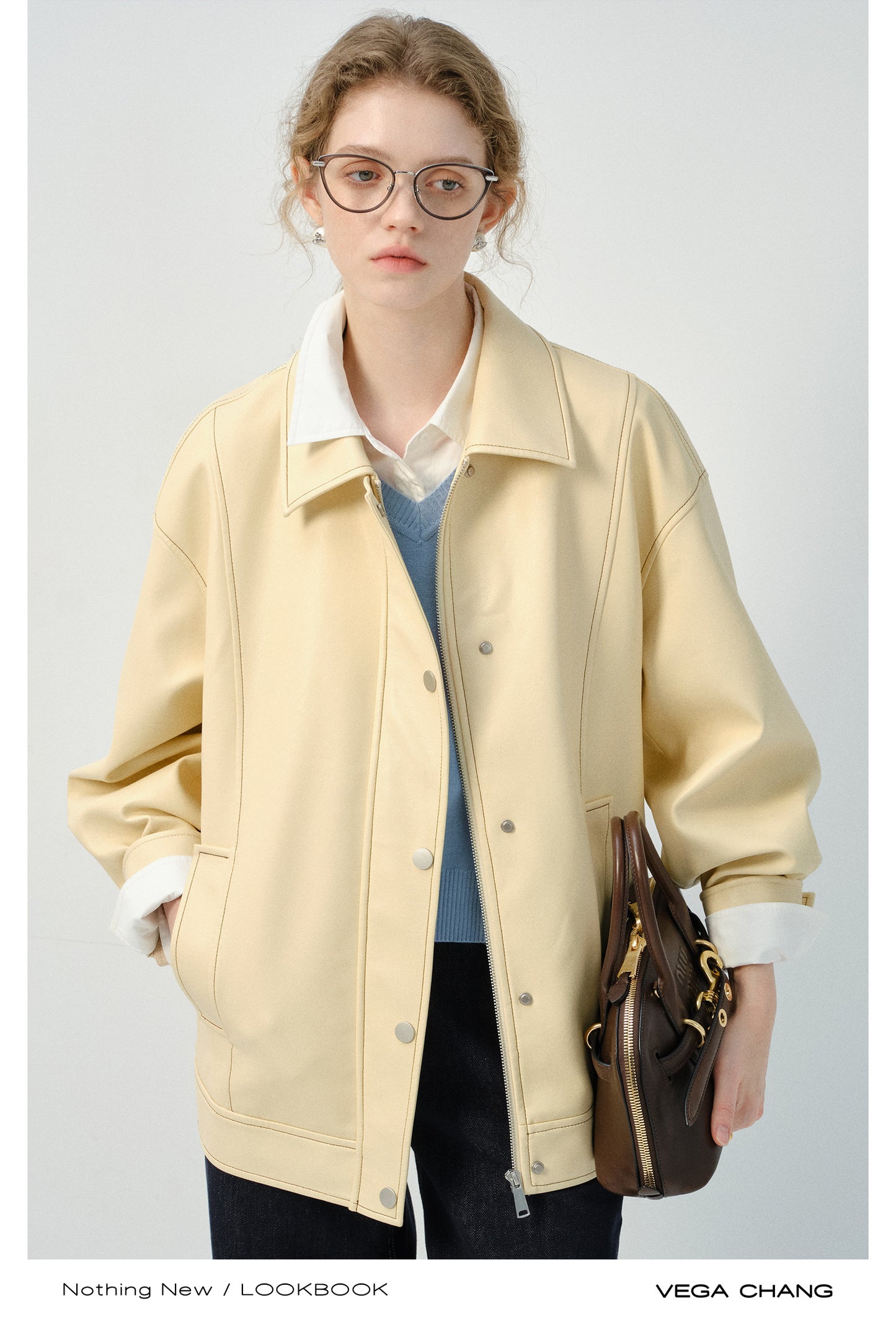 Relaxed Fit Pastel Faux Leather Jacket