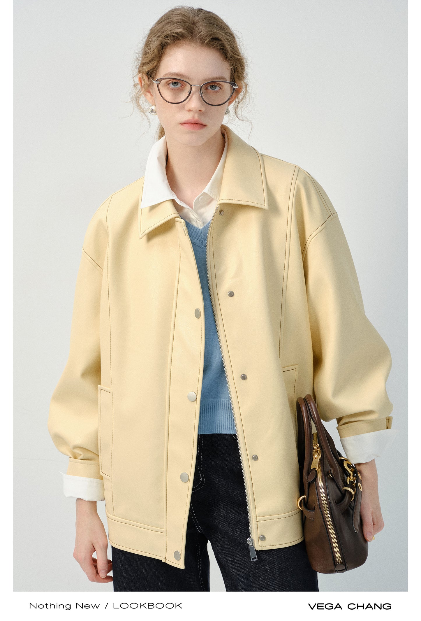 Relaxed Fit Pastel Faux Leather Jacket