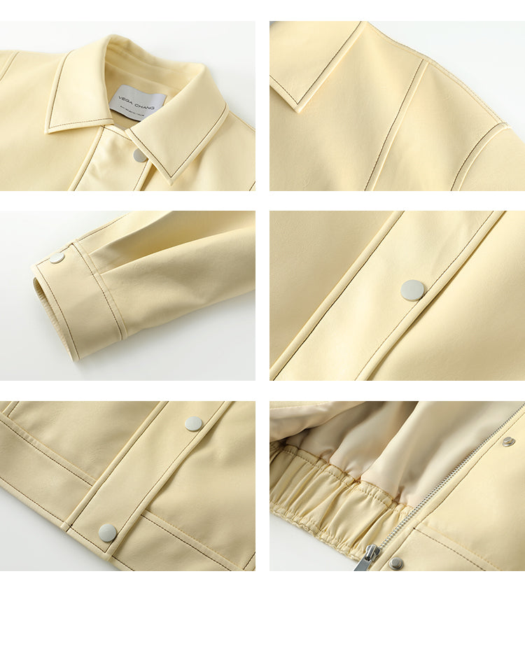 Relaxed Fit Pastel Faux Leather Jacket