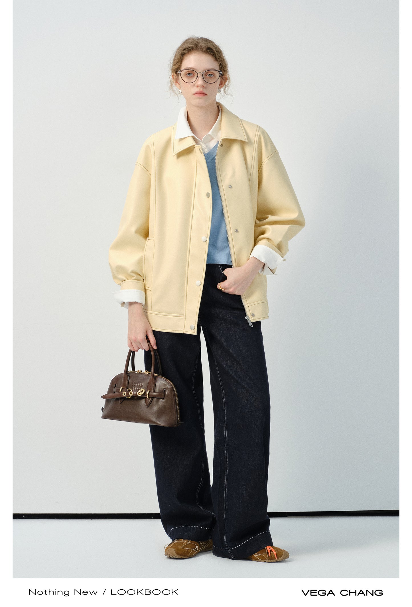 Relaxed Fit Pastel Faux Leather Jacket