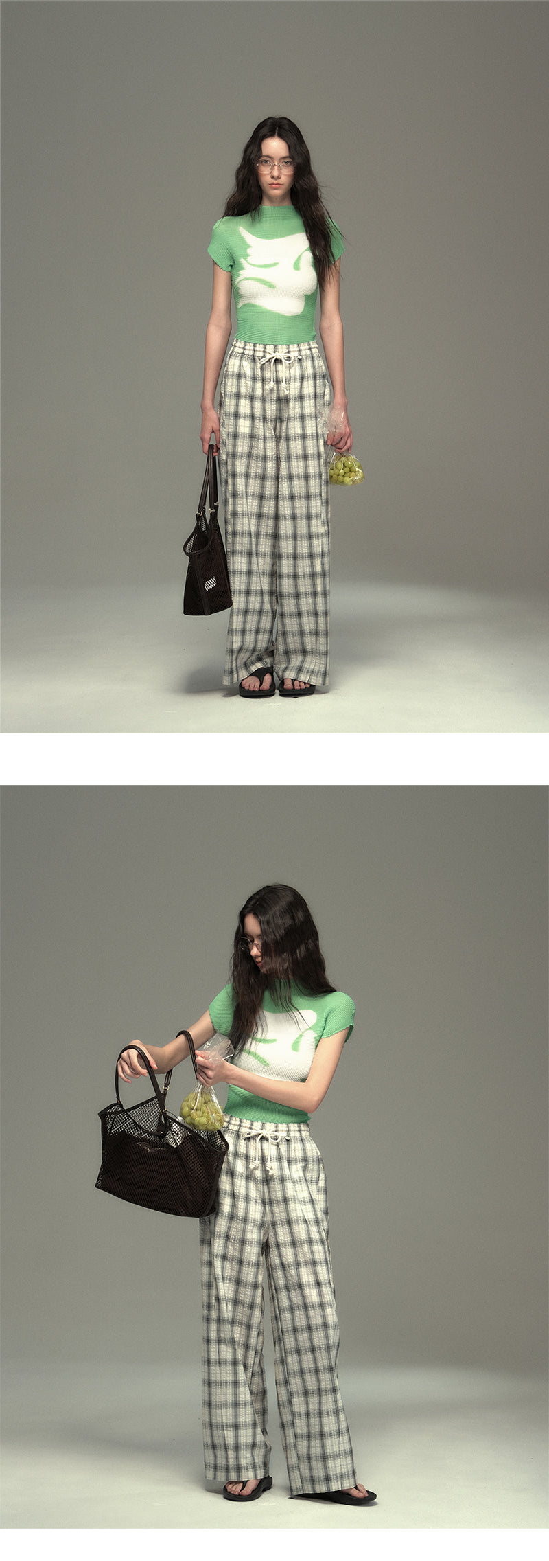 Pleated Fitted Mock Neck T-Shirt With Bird Motif