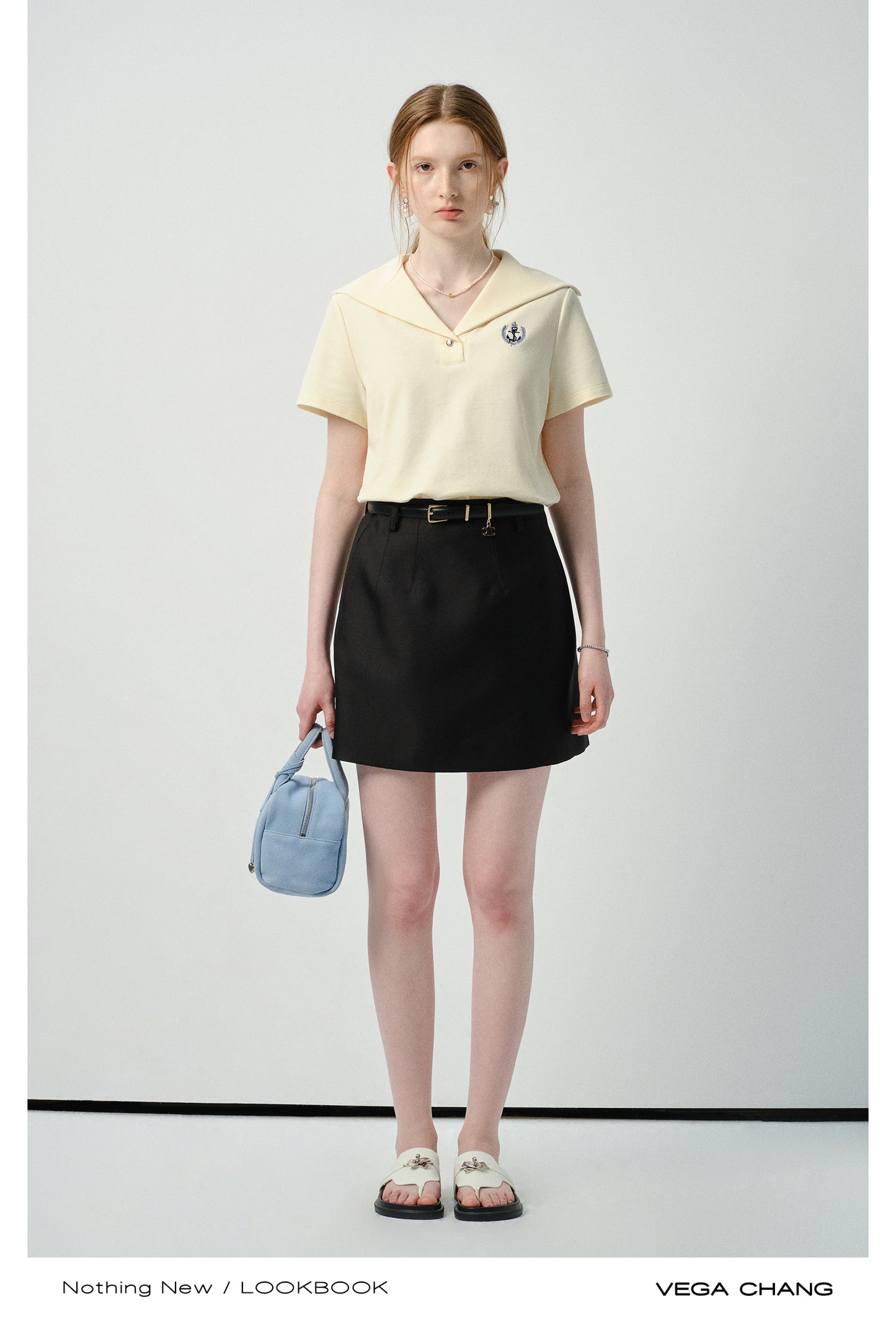 Large-Collar Embroidered Polo Shirt