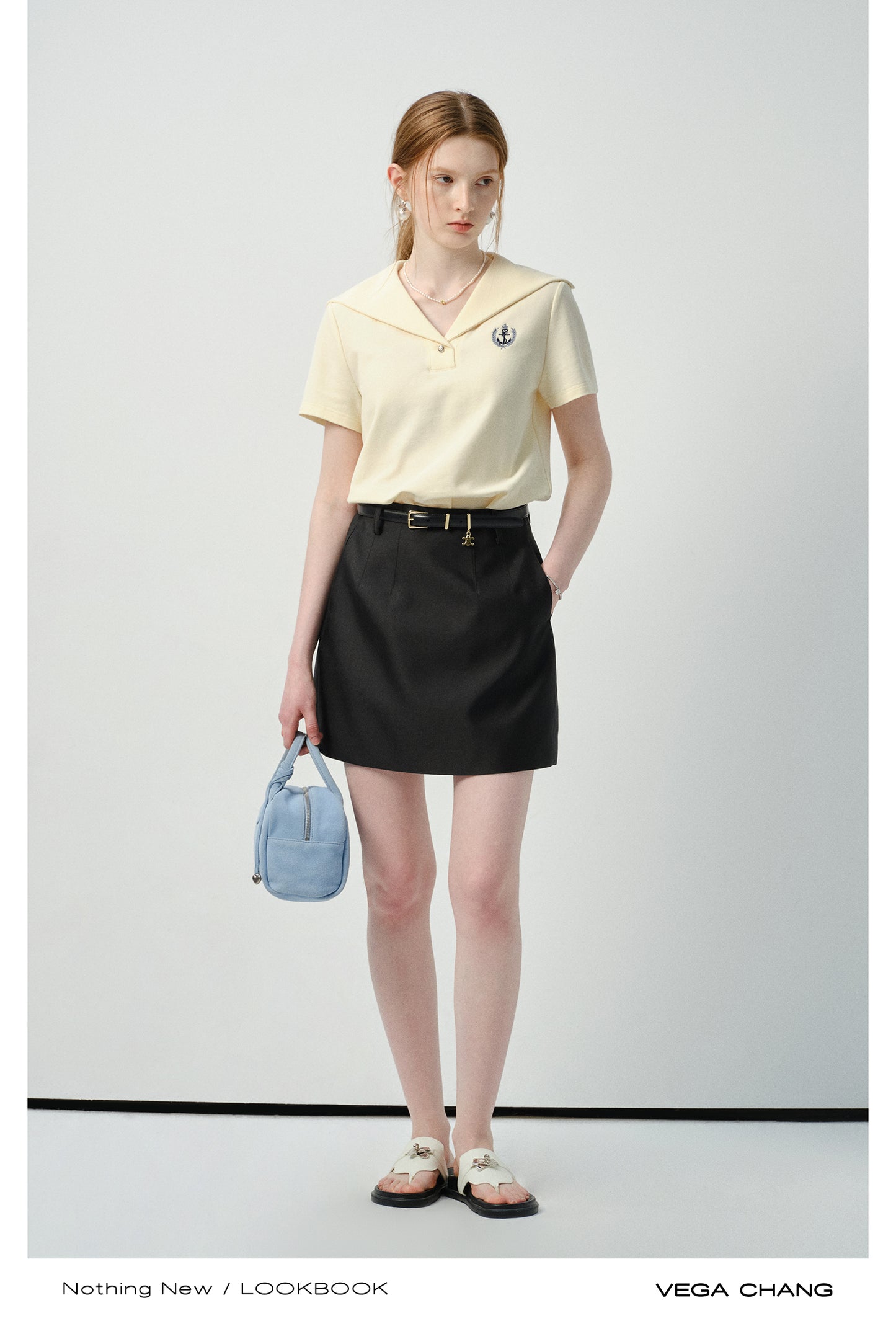 Large-Collar Embroidered Polo Shirt