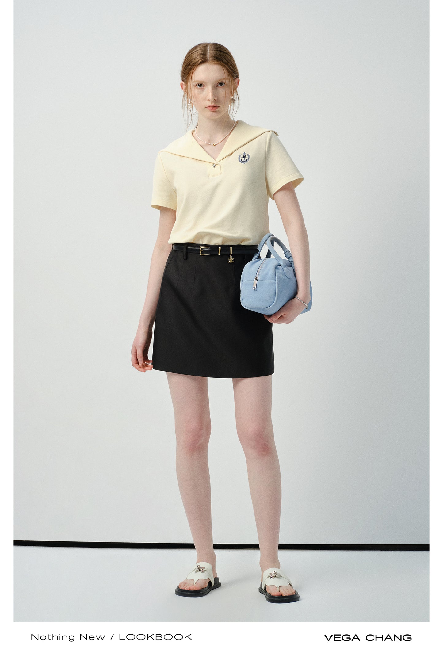 Large-Collar Embroidered Polo Shirt