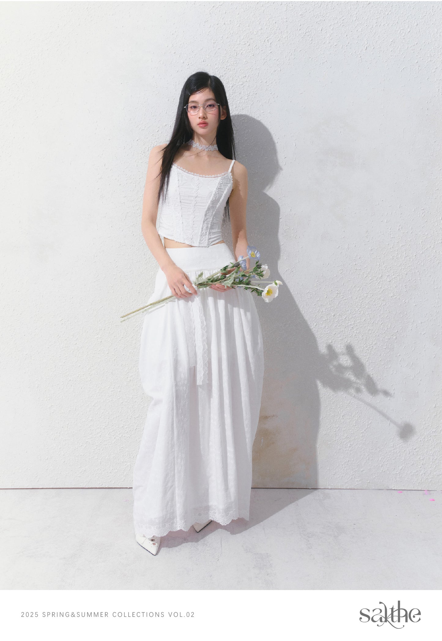 Gathered Cotton Maxi Skirt With Side Pockets