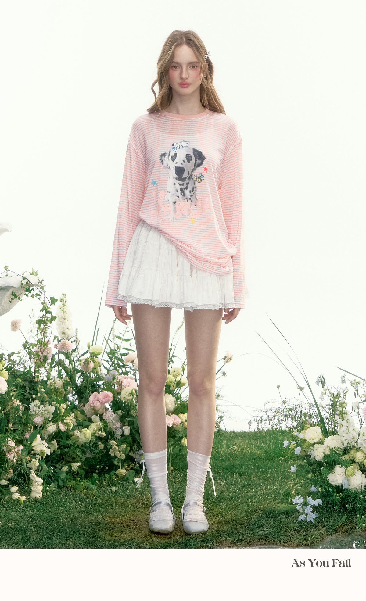 Dog Print Striped Graffiti T-Shirt