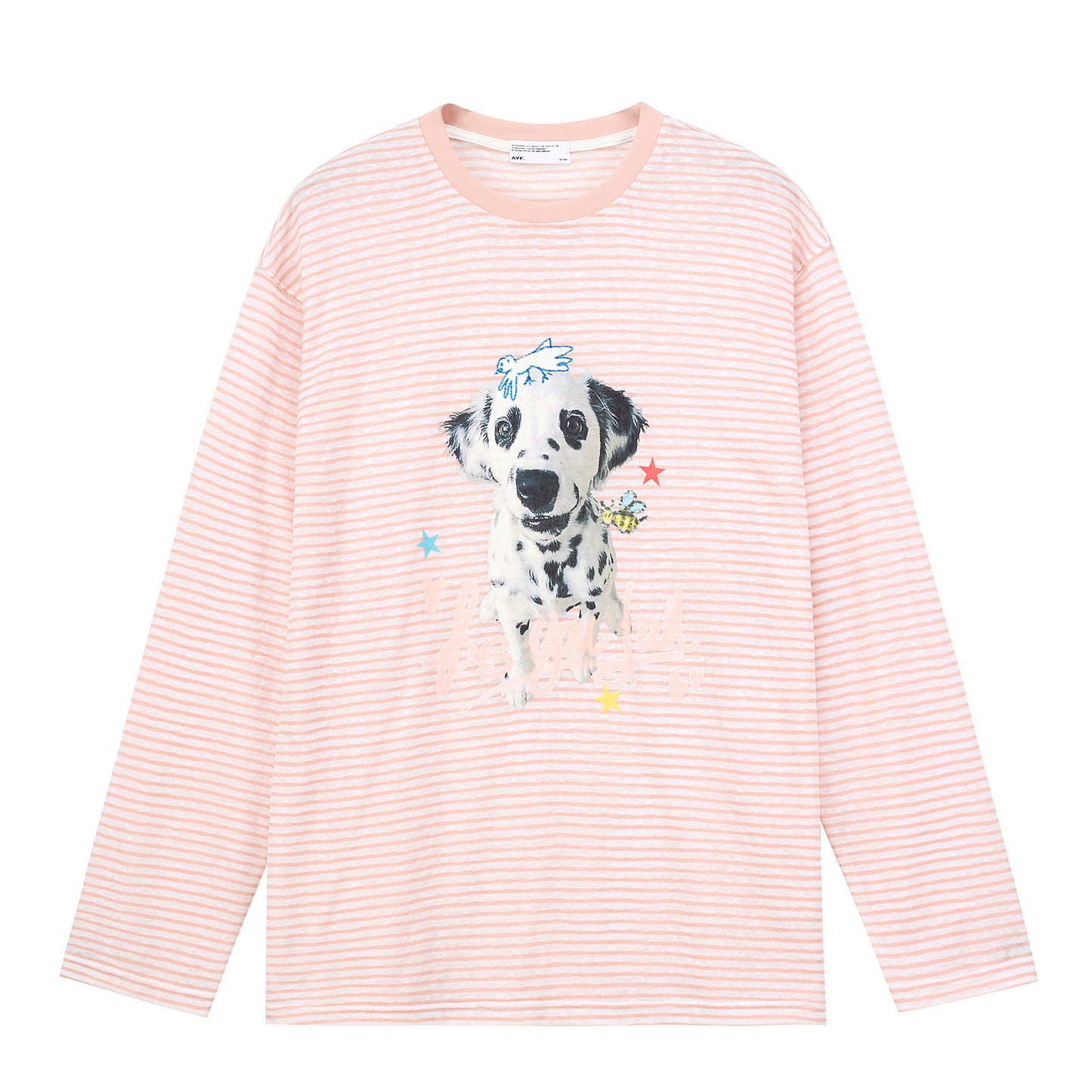 Dog Print Striped Graffiti T-Shirt
