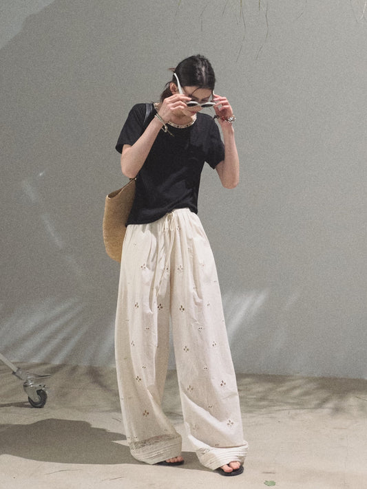 T-Shirt With Beaded Neckline