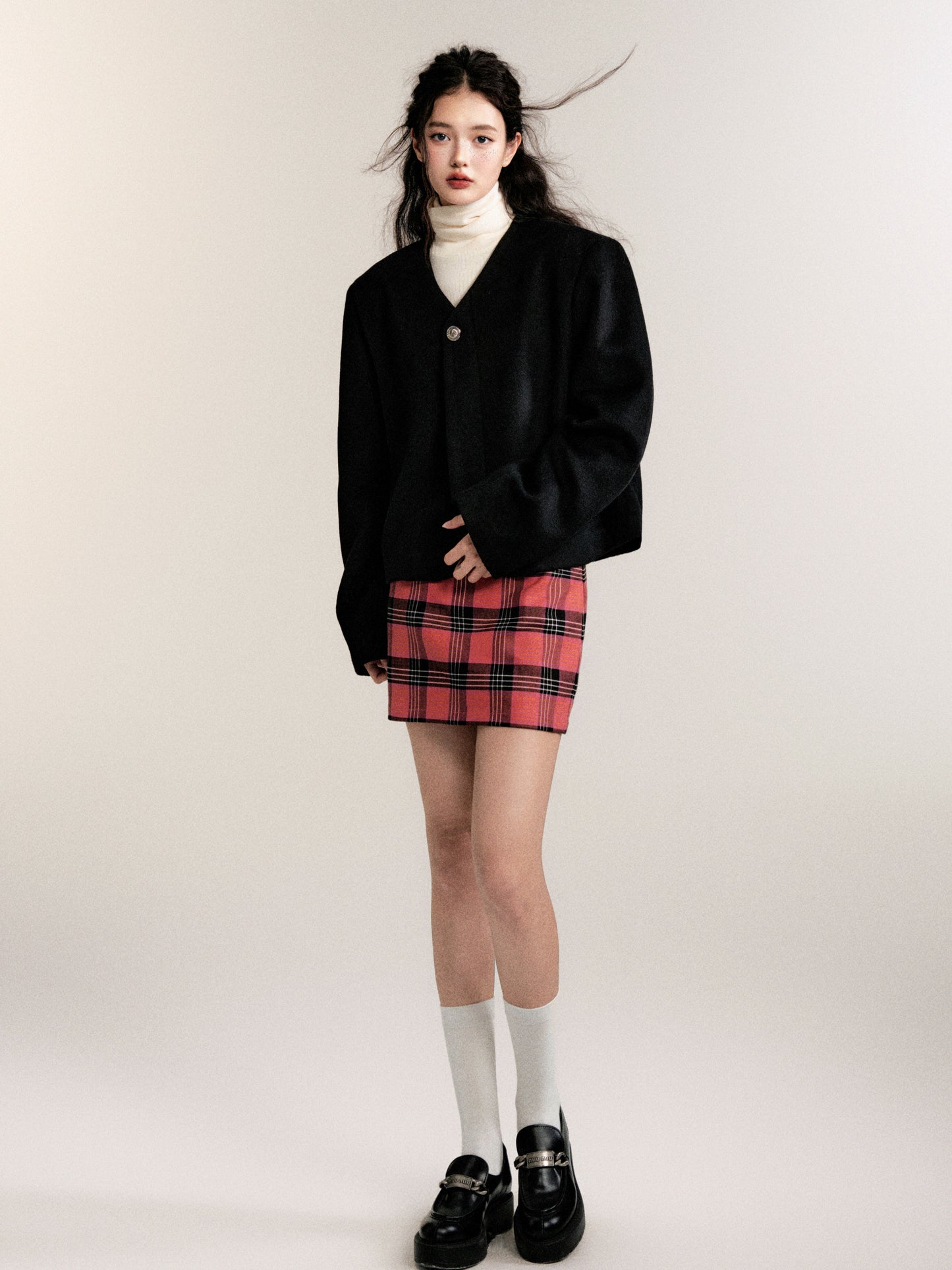 Plaid Low Rise Mini Skirt With Built-In Shorts