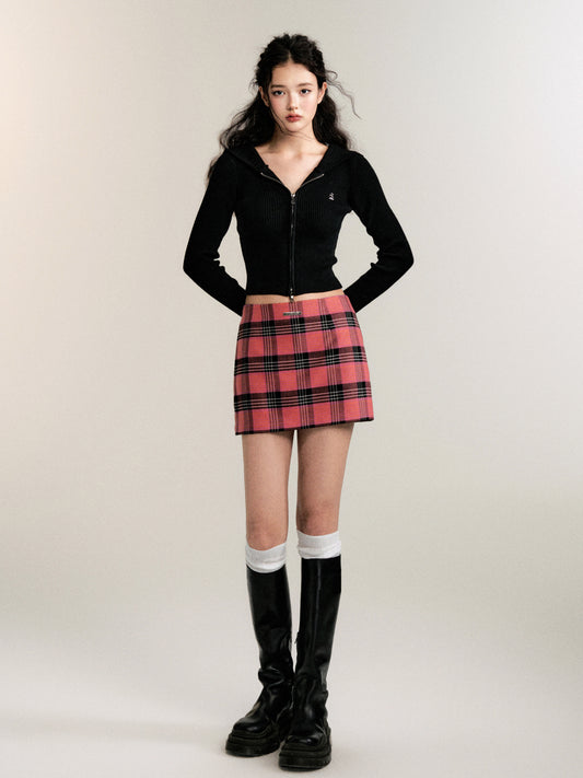 Plaid Low Rise Mini Skirt With Built-In Shorts