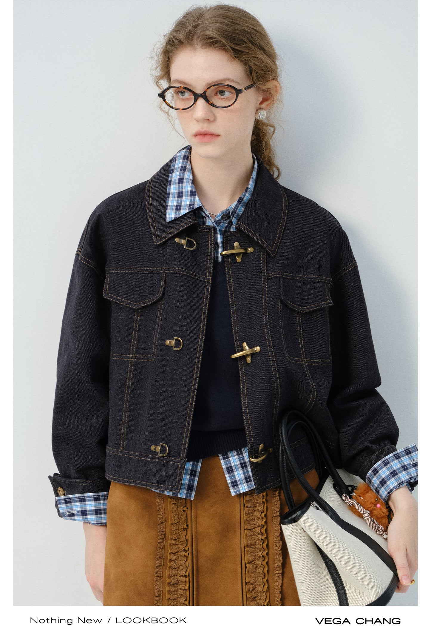Denim Jacket With Metal Clasp Closure