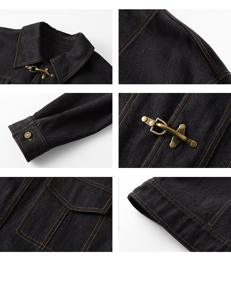 Denim Jacket With Metal Clasp Closure