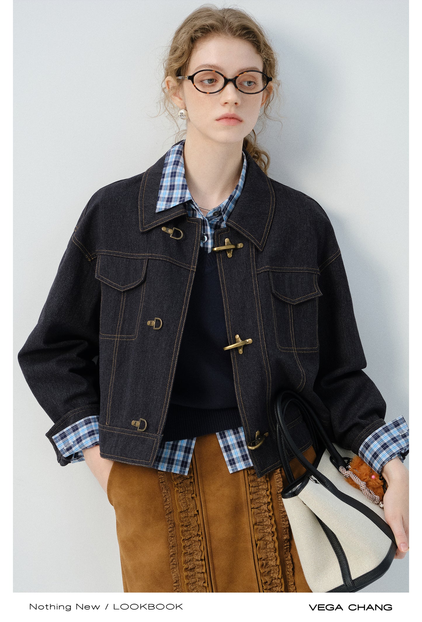 Denim Jacket With Metal Clasp Closure
